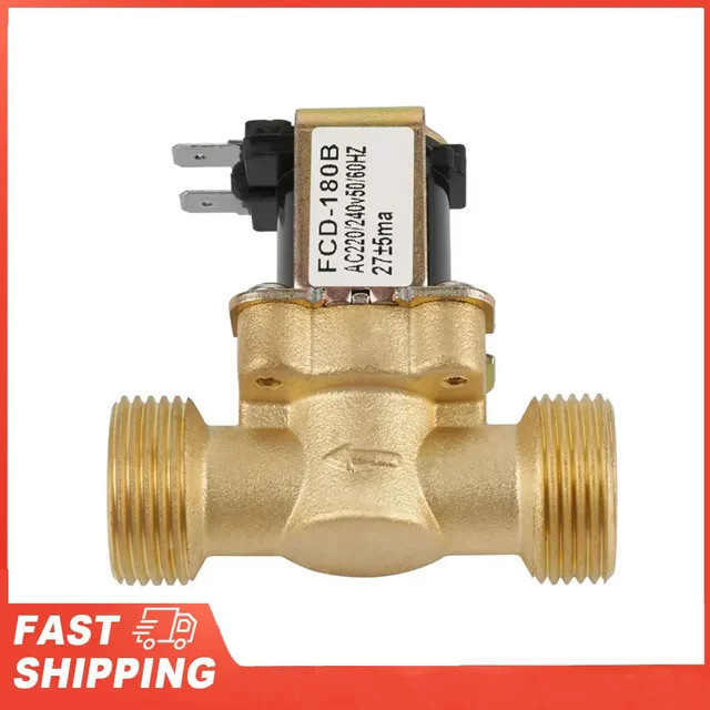 Elektrisches Magnetventil FCD-180B, 2-Wege-Wassereinlass, Normal Geschlossen, G3/4, AC 220 V, Farbe: Gold - Bild 1