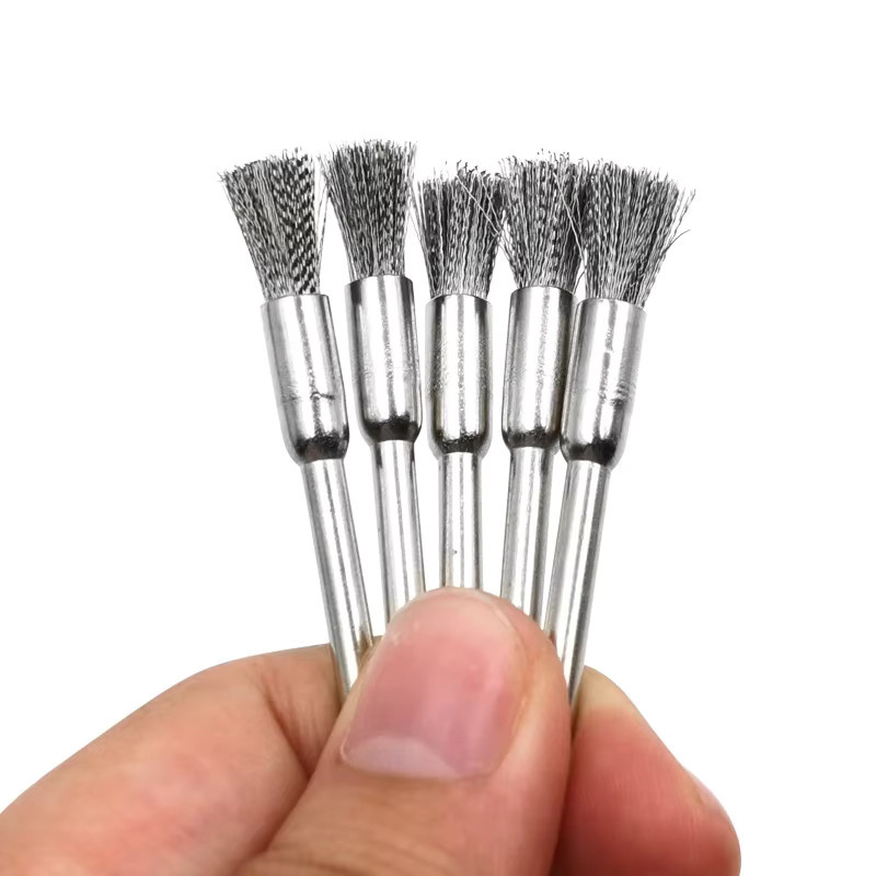 Drahtbürsten-Set für Bohrmaschinen und Rotationswerkzeuge mit 3mm Schaft in Silber - Bild 1