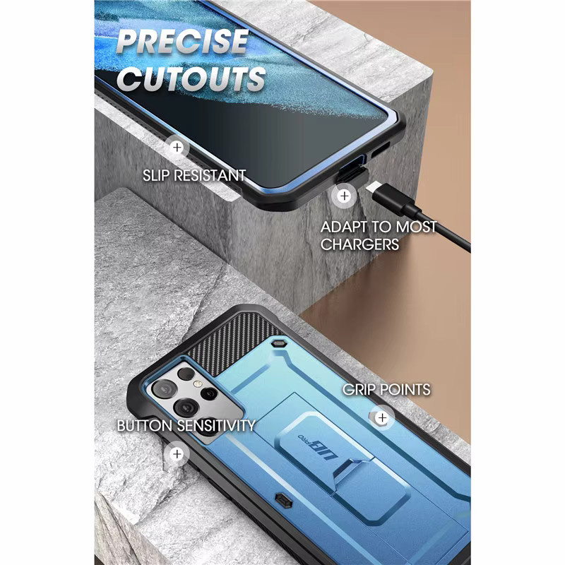 SUPCASE UB Pro Ganzkörper-Holsterhülle für Samsung Galaxy S21 Ultra (6,8 Zoll) ohne Displayschutz in Schwarz und Blau - Bild 2
