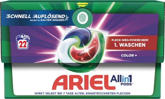 Ariel All-in-1 Pods Color+ Colorwaschmittel-Tabs, Multicolor, 22 Stück - Bild 1