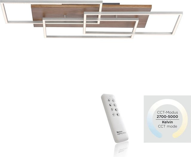 Paul Neuhaus LED-Deckenleuchte Palma in Holzdekor mit Fernbedienung, B: 82 cm, T: 50 cm - Bild 1