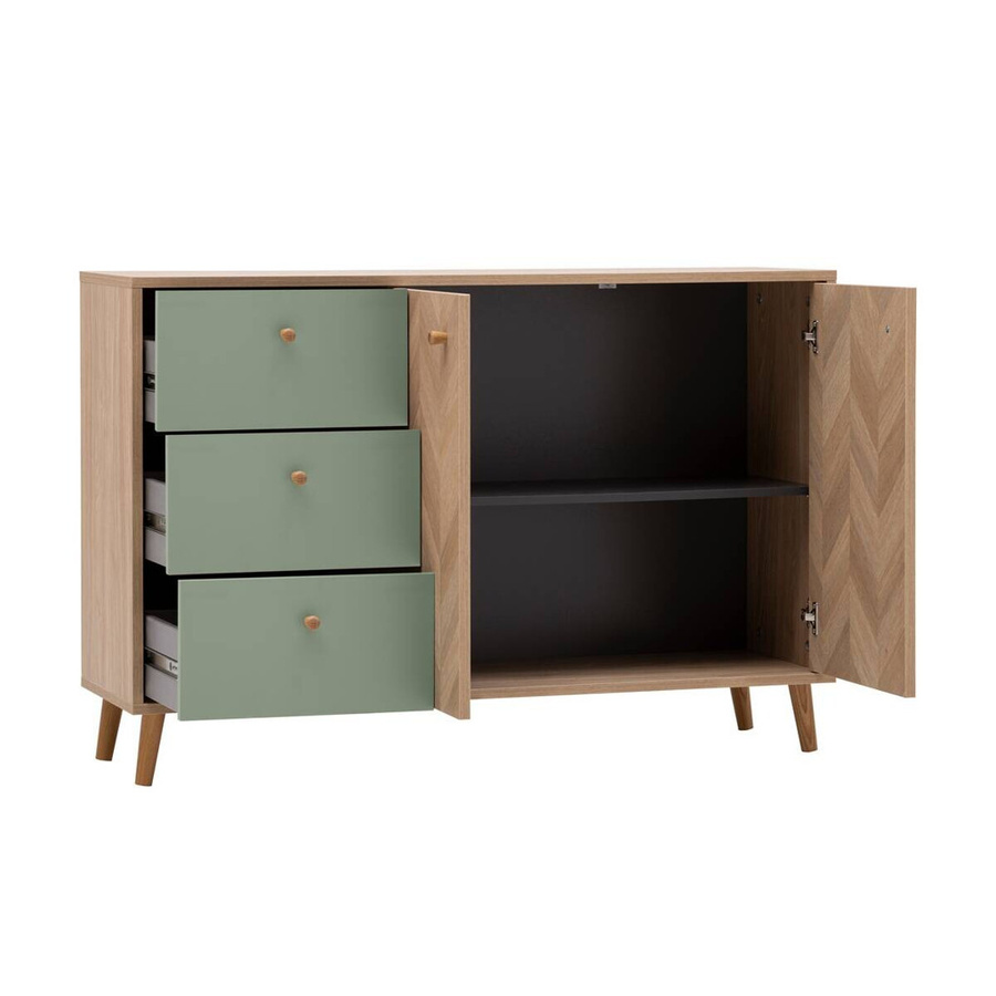 Schildmeyer Sideboard Visby Pistazie in Eiche Nachbildung mit Fischgrätenmuster B/H/T: 109 x 63,9 x 33,05 cm - Bild 4