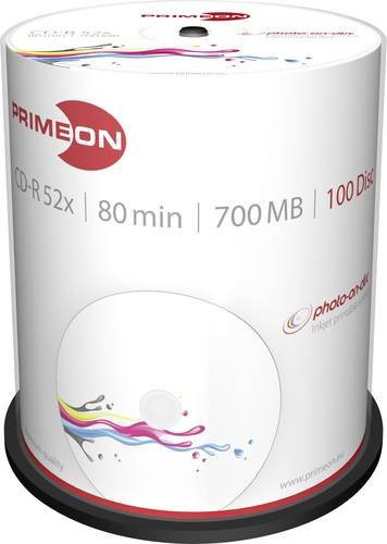 Primeon CD-R Rohlinge 700 MB, 100 Stück Spindel, weiß, bedruckbar - Bild 1