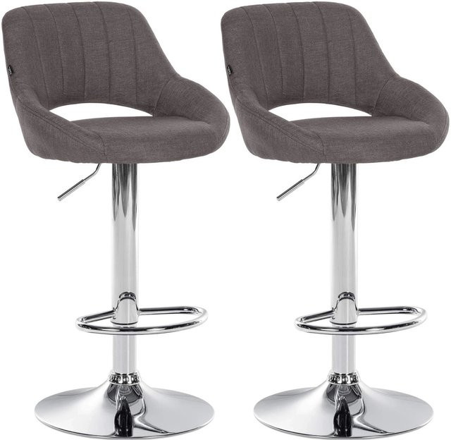 2er Set Barhocker DELUKE SEGAD in Dunkelgrau mit Silbernen Gestell, Stoff Polsterung, B/T/H: 47 x 48 x 85 cm - Bild 1