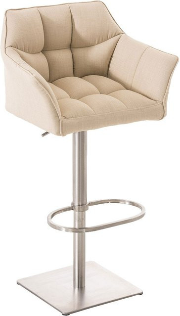 TPFLiving Barhocker Damaskus mit Edelstahlgestell und Stoffbezug in Creme/Beige, 360 Grad drehbar - Bild 1