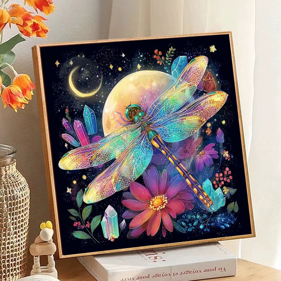 Huacan Diamantmalerei Libelle Mosaik Tierbild in Multicolour, B/B/H: 20 x 20 x 20 cm - Bild 3