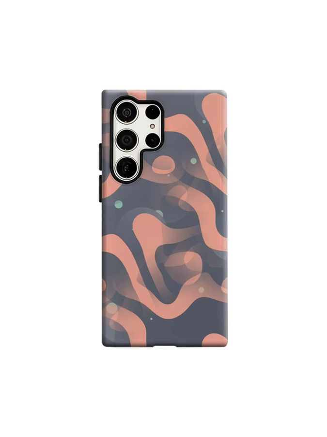 Stoßfeste Doppelschicht Handyhülle mit Wellen-Design für Samsung Galaxy S25 Ultra, S24 und S23 Ultra Plus in Rosa-Braun - Bild 6