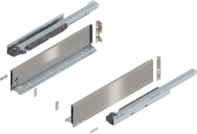 Blum Legrabox Pure Set K Tip-On Vollauszug in Inox Silber, 1 Paar, Auszugslänge: 550 mm, Tragkraft: 40 kg - Bild 1