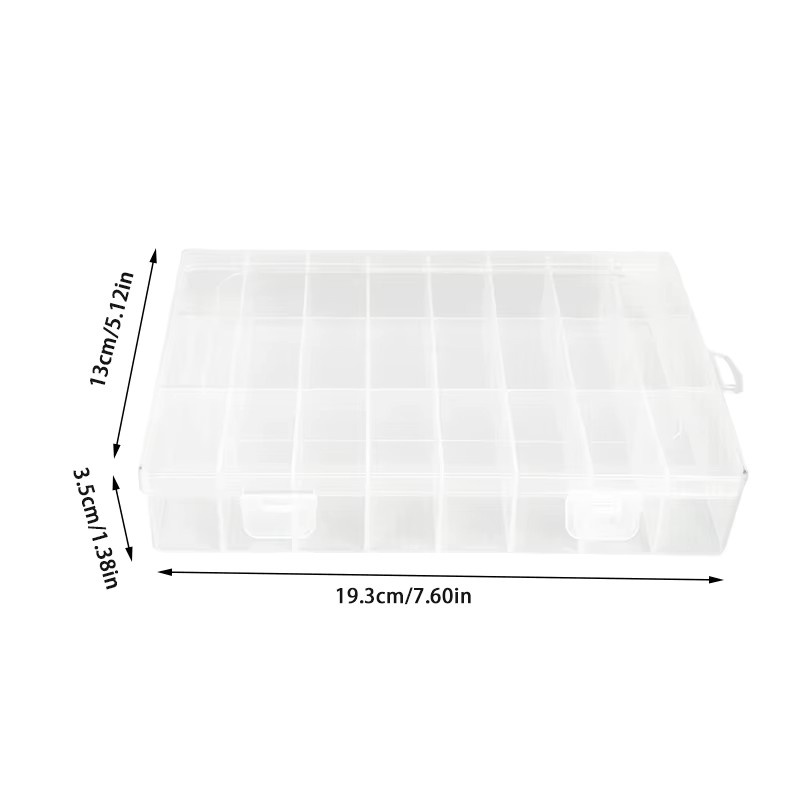 Transparente Aufbewahrungsbox aus Kunststoff mit 24 Fächern für Schmuck, Zubehör und Schreibwaren - Bild 4