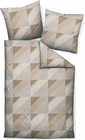 JANINE Unisex Bettwäsche aus Mako-Satin in Braun und Beige mit Reißverschluss, Breite: 155 cm, Länge: 220 cm
