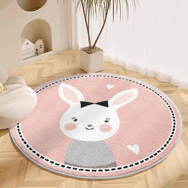 Runder Plüschteppich von Yiran Furniture im Cartoon-Design für Wohnzimmer, Kinderzimmer und Schlafzimmer, Durchmesser: 100 cm - Bild 1