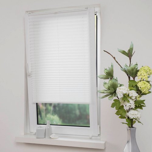 LIEDECO Klemmfix Plissee, weiß, semi-transparent, B: 130 cm, H: 40 cm - Bild 1