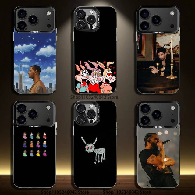 SSS4U iPhone Handyhülle mit D-Drake Album Design in Schwarz Matt für iPhone 17, 16, 15, 14, 13, 12, 11, Mini, Pro, Max und SE - Bild 1