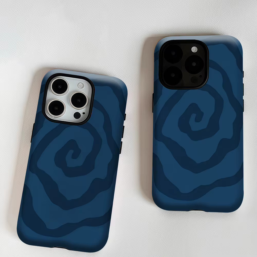 Potdemiel Marineblaue Spiral-Handyhülle für iPhone 17 16 15 14 13 Pro Max Plus mit Magnetfunktion und robustem Doppel-Schutz - Bild 6