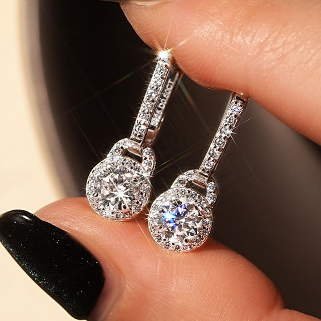 IOGOU Hoop Ohrringe, 925 Silber, Moissanit, Diamant, Damen - Bild 1