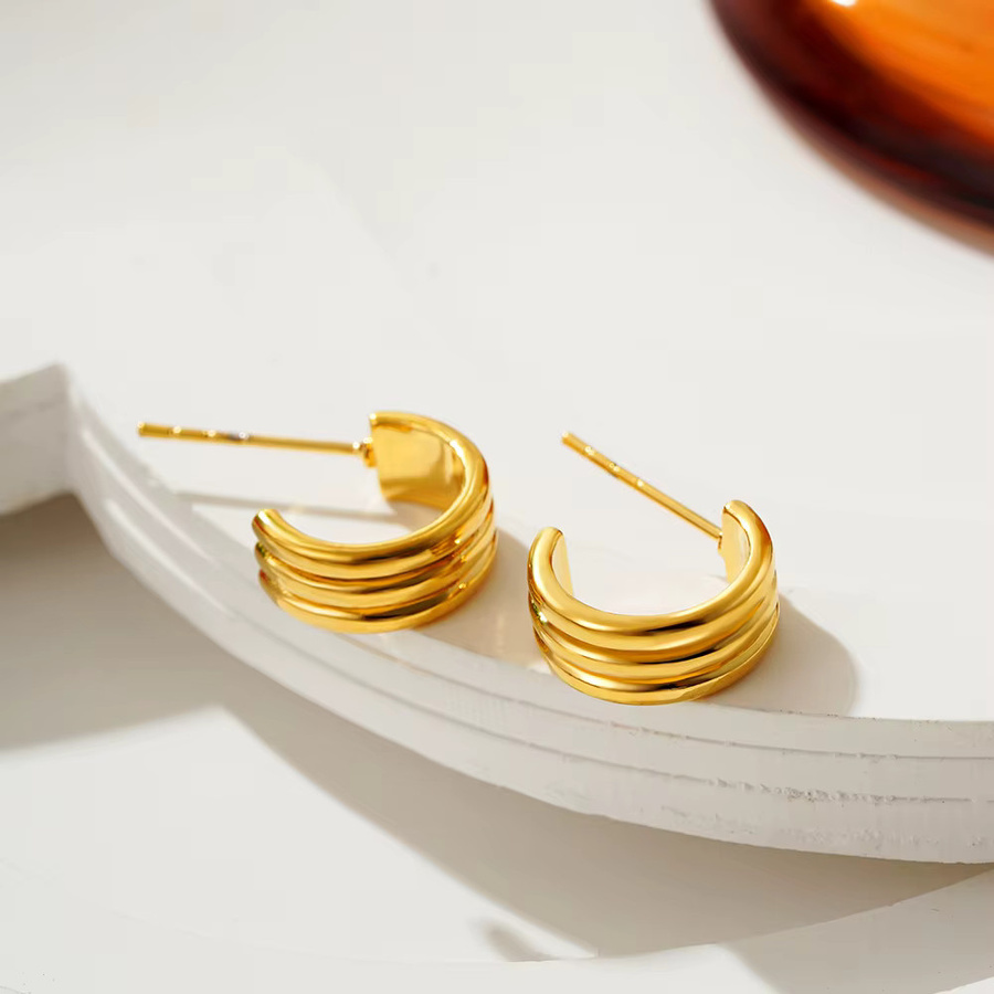 amofa Ohrstecker Edelstahl, Goldfarbe, Damen - Bild 2