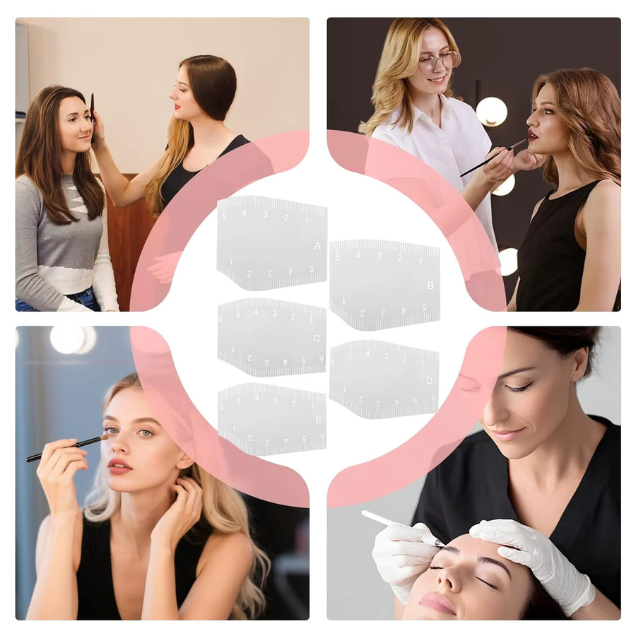 GUGCGV PMU-Brauenlineal, 5 Stück, transparente Microblading-Schablonen, Unisex - Bild 4