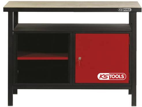 KS Tools Werkbank mit 1 Tür in Schwarz und Rot, B: 120 cm, H: 84 cm, T: 60 cm - Bild 1