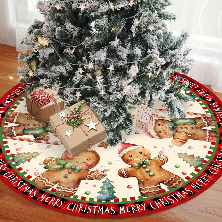 VIKAMA Weihnachtsbaum Matte mit Lebkuchenmann-Motiv für Indoor und Outdoor, Mehrfarbig, Rund - Bild 5