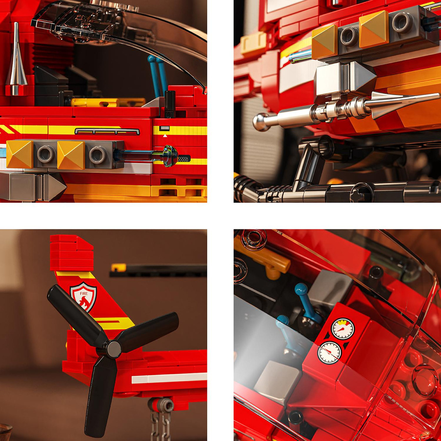 Yiran toy Rotes Löschflugzeug Bausteine Set 424 Teile - Bild 3