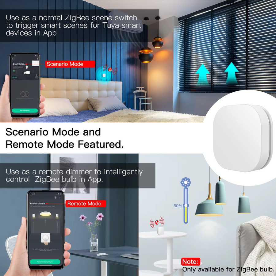 Tuya ZigBee Smart Key Schalter Drahtlose Fernbedienung in Weiß zur Multi-Szene-Verknüpfung und Automatisierung - Bild 2