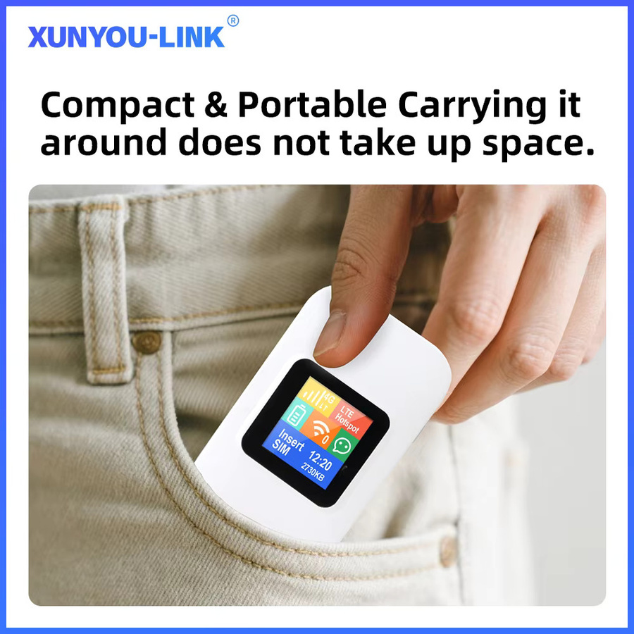 XUNYOU-LINK Mobiler WLAN-Router mit Wi-Fi 6 und 4G LTE Cat 6, Tragbarer Hotspot mit 3000mAh Akku in Weiß - Bild 2