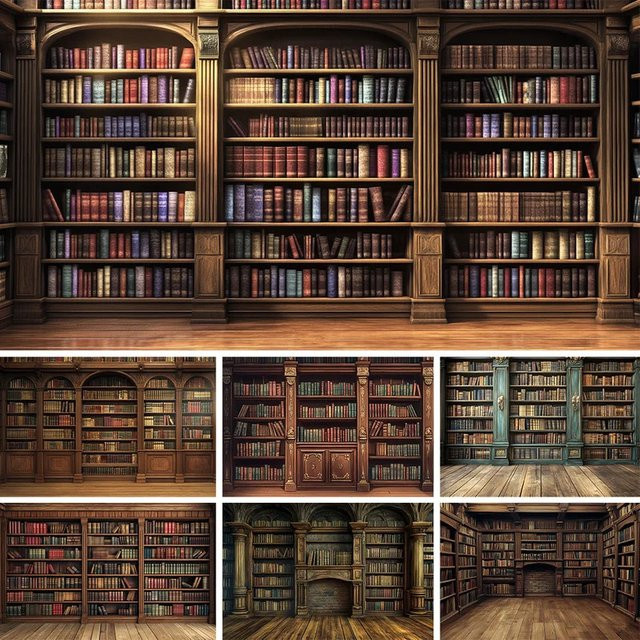 VIKAMA Wandteppich im Retro-Stil mit klassischer Buchkollektion als Wanddekoration - Bild 1