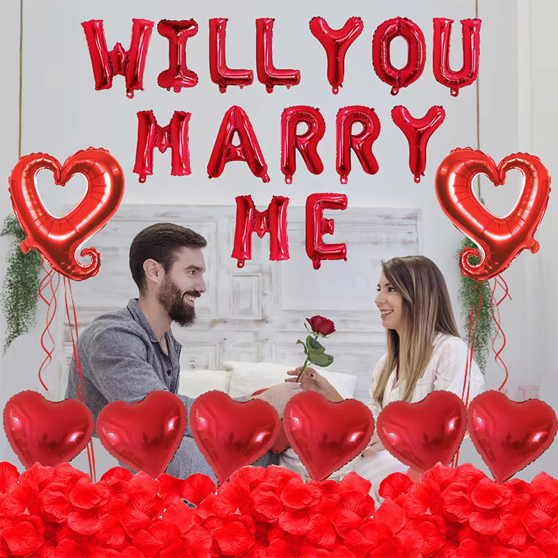 LQVYI Folienballons mit Herz-Motiv in Rot für Heiratsantrag, Valentinstag und Hochzeitsdekorationen - Bild 5