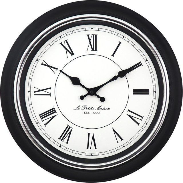 Mebus Wanduhr schwarz analog mit Quarzwerk, rund, B/H/T: 40 x 40 x 6 cm - Bild 1