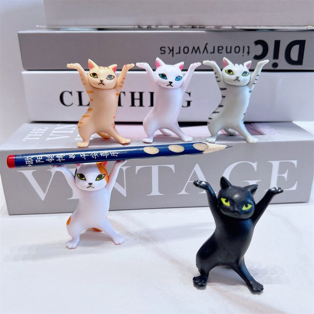 Tanzende Katze Animationsfigur als Dekoartikel und Stifthalter in Multicolor aus Resin - Bild 1