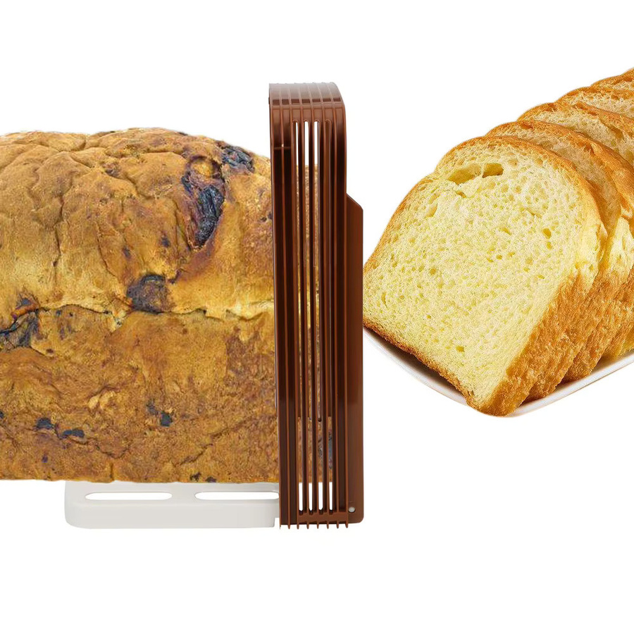 NICEYARD Faltbarer Brot-Slicer aus Kunststoff in Braun zur gleichmäßigen Schneidehilfe für Toast und Laibe - Bild 2