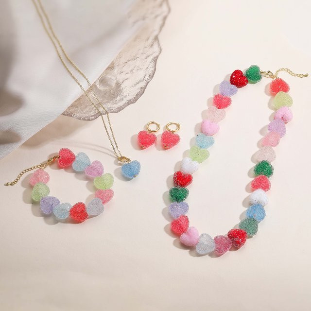 HECHENG Schmuck-Set, Kunstharz, Herzform, Bunt, Unisex - Bild 1