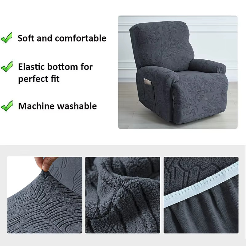 Yupartex 4-teiliges Jacquard Sofa-Schutzset mit floralem Muster für Liegesofas und Sessel - Bild 3