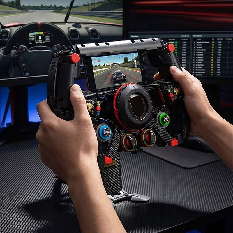 FINGERROCK Technische Elite-Lenkrad-Bausteine, Simulations-Sportwagen-Lenkrad-Handyhalterung, Klemmbausteine-Sammlung - Bild 2