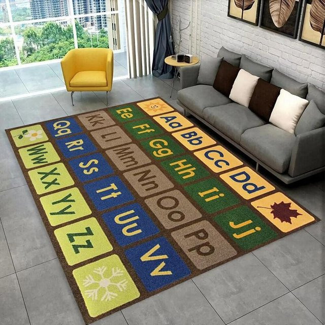 Wucifang Jewelry ABC Cartoon Alphabet Kinder Teppich, rutschfeste Bodenmatte aus Polyester für Kinderzimmer, Wohnzimmer oder Schlafzimmer, Mehrfarbig, Breite: 40 cm, Länge: 60 cm - Bild 1
