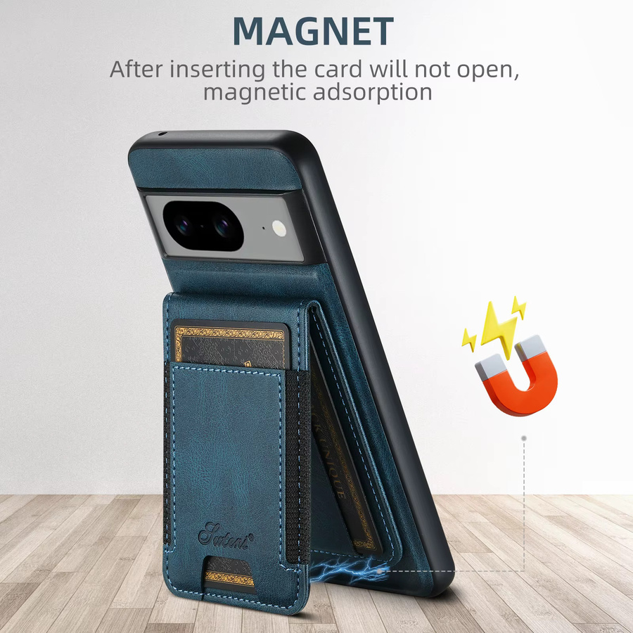 SUTENI Kunstleder Handyhülle mit Magnet Kartenhalter und Ständer für Google Pixel 10 Pro XL 9 8A 7 6 in Braun oder Blau - Bild 4