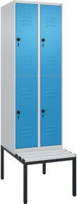 C+P Doppelstock-Spind Classic PLUS Sitzbank mit 2 Abteilen und Sicherheits-Drehriegel, Kunststoff-Sitzfläche, B/T/H: 212 x 60 x 81,5 cm - Bild 1