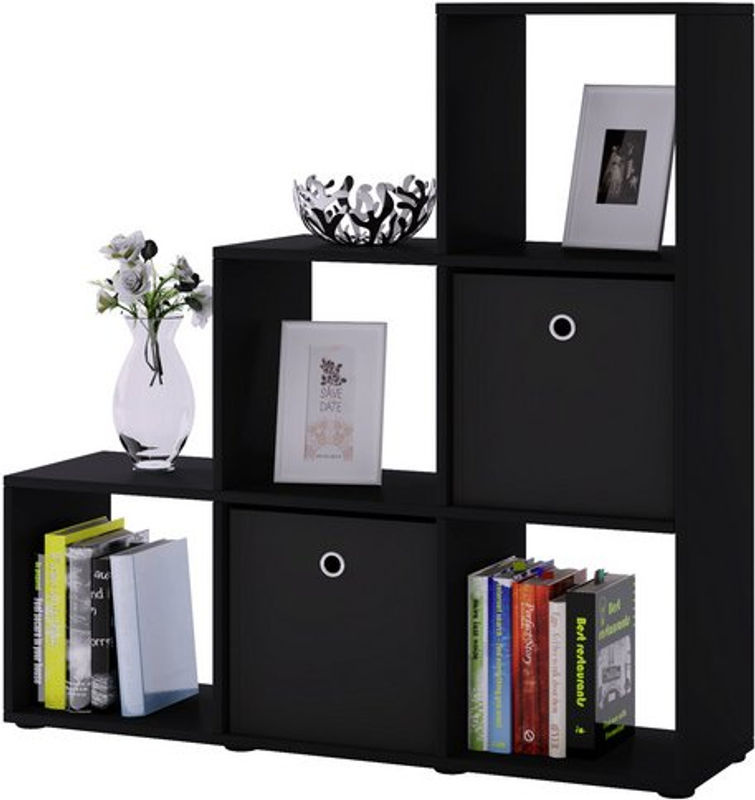 VCM Holzregal Nitas stehend in Schwarz, H x B x T: 105 x 108 x 29 cm - Bild 2