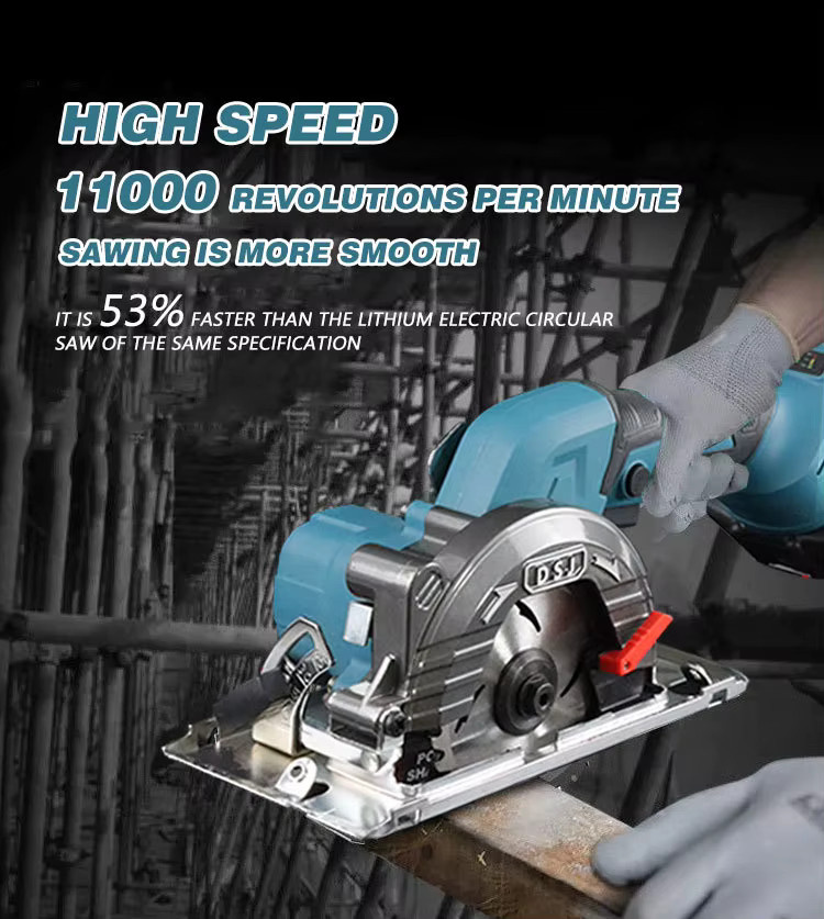 DWiusty Bürstenlose elektrische Kreissäge in Blau, 125 mm Multifunktions-Schneidwerkzeug mit 0-45 Grad Einstellbarkeit, kompatibel mit Makita 21V Akku - Bild 5