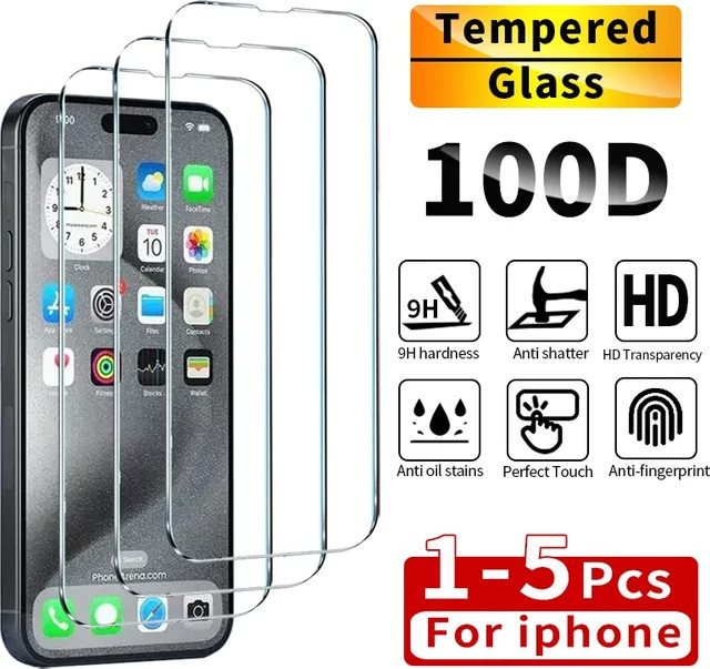 Panzerglas Displayschutzfolie für Apple iPhone 14 13 12 11 16 15 Pro Max und weitere Modelle, transparent - Bild 1