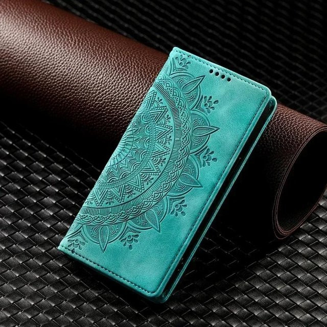 Magnetische Handyhülle mit Luxus Mandala Muster für Samsung Galaxy S24 S23 S22 S21 S20 Ultra FE in Grün - Bild 1