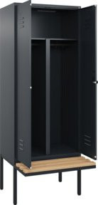 C+P PSA Doppel-Spind Classic PLUS Sitzbank mit 2 Abteilen, Anthrazit, Buche-Hartholz, B/T/H: 212 x 80 x 81,5 cm - Bild 1