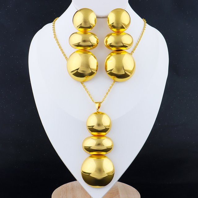 LETINGSHA Schmuckset, Ohrringe und Halskette, Gold, Damen, Hochzeit - Bild 1