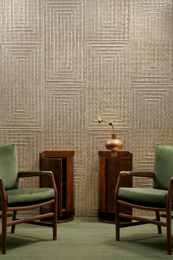 Arte Wallpaper Cornice Sandstone in Beige mit Capiz-Muscheln und geometrischem Design - Bild 1