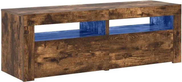 vidaXL TV-Schrank mit LED-Leuchten in Räuchereiche, Farbe Braun, B/T/H: 120 x 35 x 40 cm - Bild 1