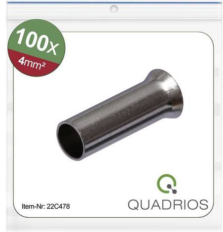 Quadrios 22C478 Aderendhülse 4mm² Unisoliert in Silber und Kupfer, 100 Stück - Bild 1
