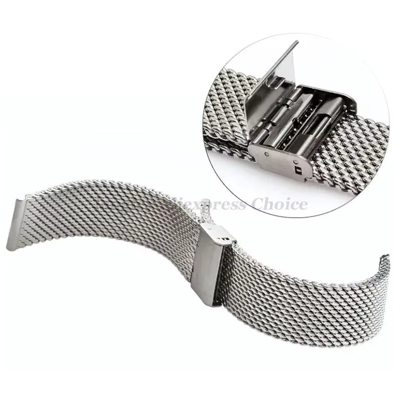 Uhrenarmband Mesh Milanese Edelstahl, Silber, Unisex - Bild 4
