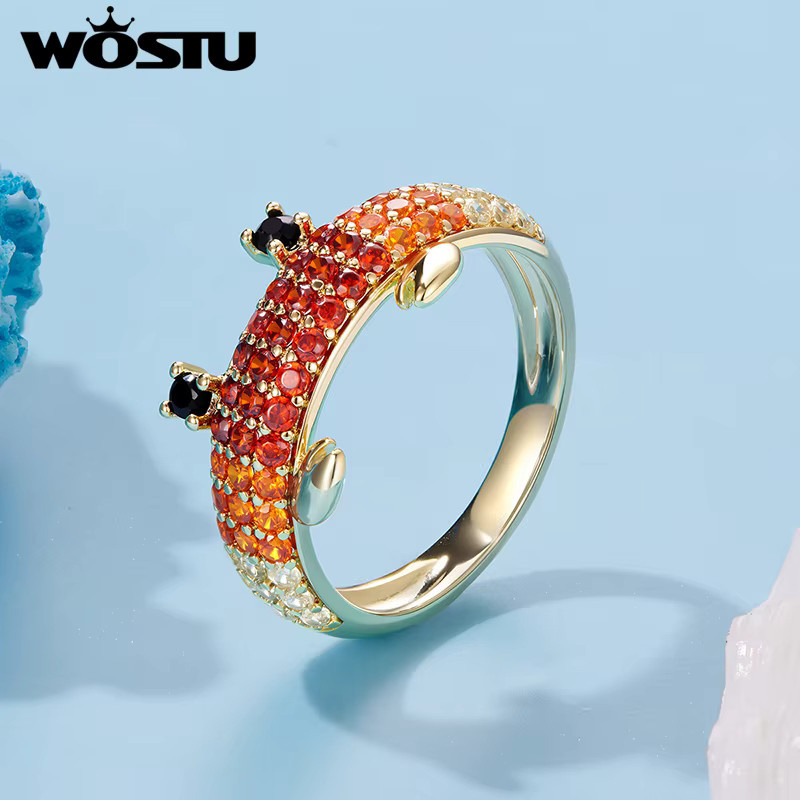 WOSTU Krabbenring, 14K vergoldetes Messing, Zirkonia, Damen - Bild 1
