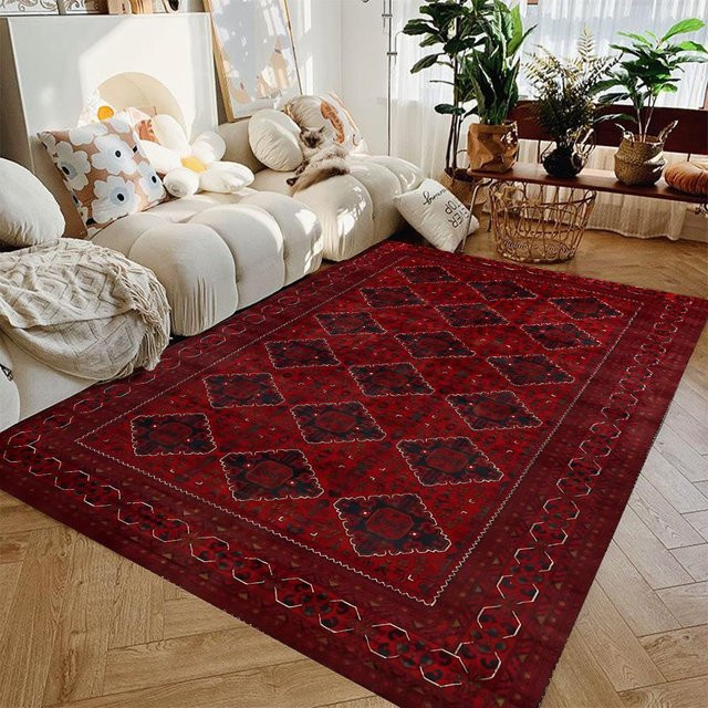 Karpetti Teppich im persischen orientalischen Stil, grau, rot und blau, B/T: 80 x 50 cm - Bild 1