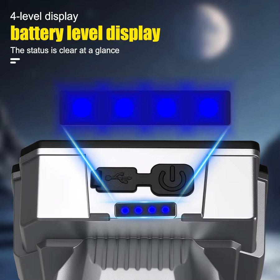Heinast LED-Angelscheinwerfer mit Fern- und Abblendlicht, wiederaufladbare LED-Taschenlampe in Silber und Transparent - Bild 5